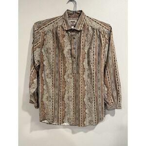 The Old Frontier Clothing Co Paisley Shirt Long Sleeve 1/2 Button Up Men's XL
